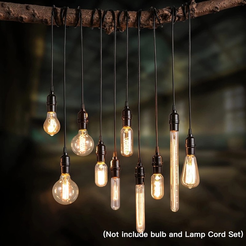 8 Pack E26 E27 Vintage Light Socket Retro Edison Pendant Lamp Holder Black gallery