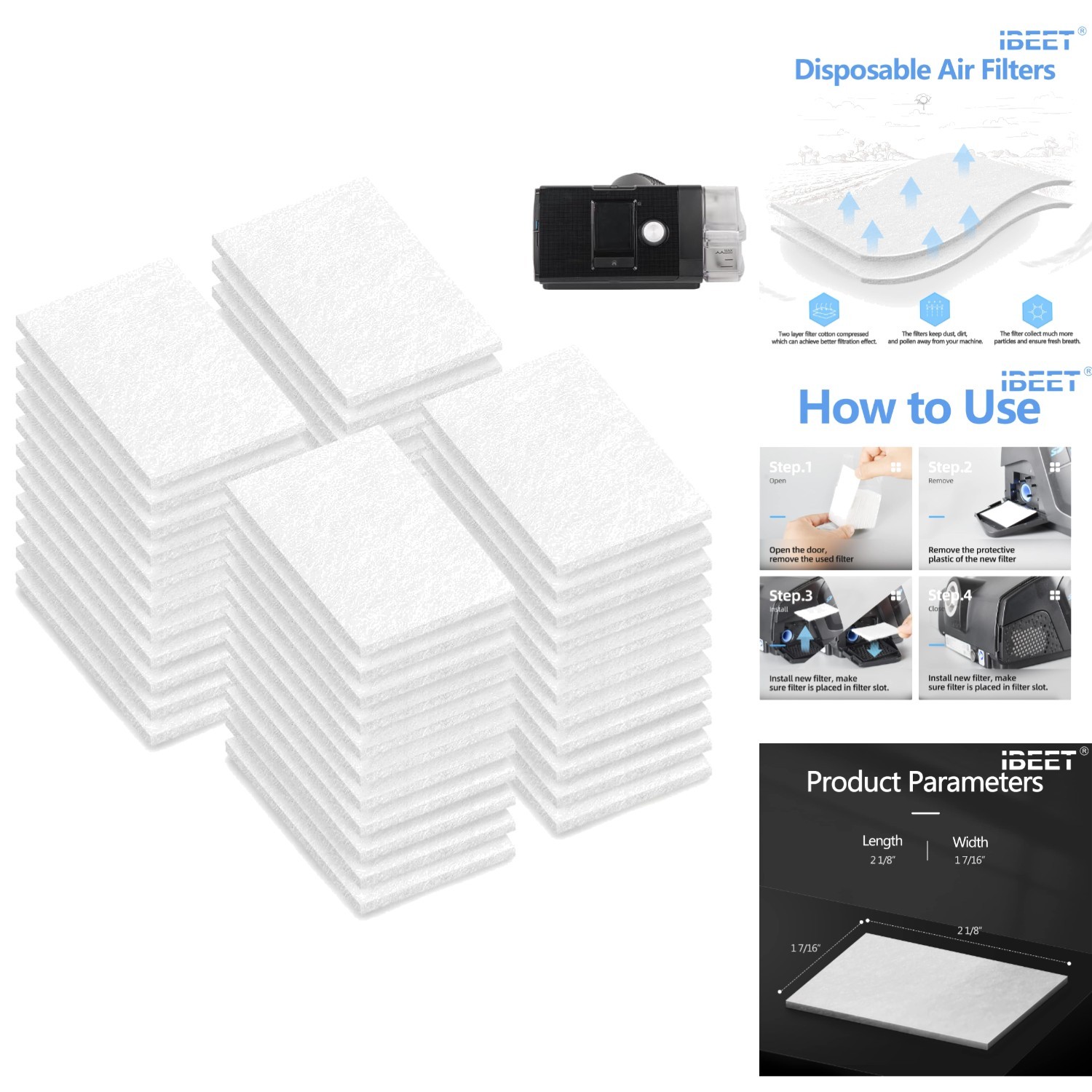 44 Pack HEPA CPAP Filters Compatible with Airsense 10 S9 S10 AirCurve 10 gallery