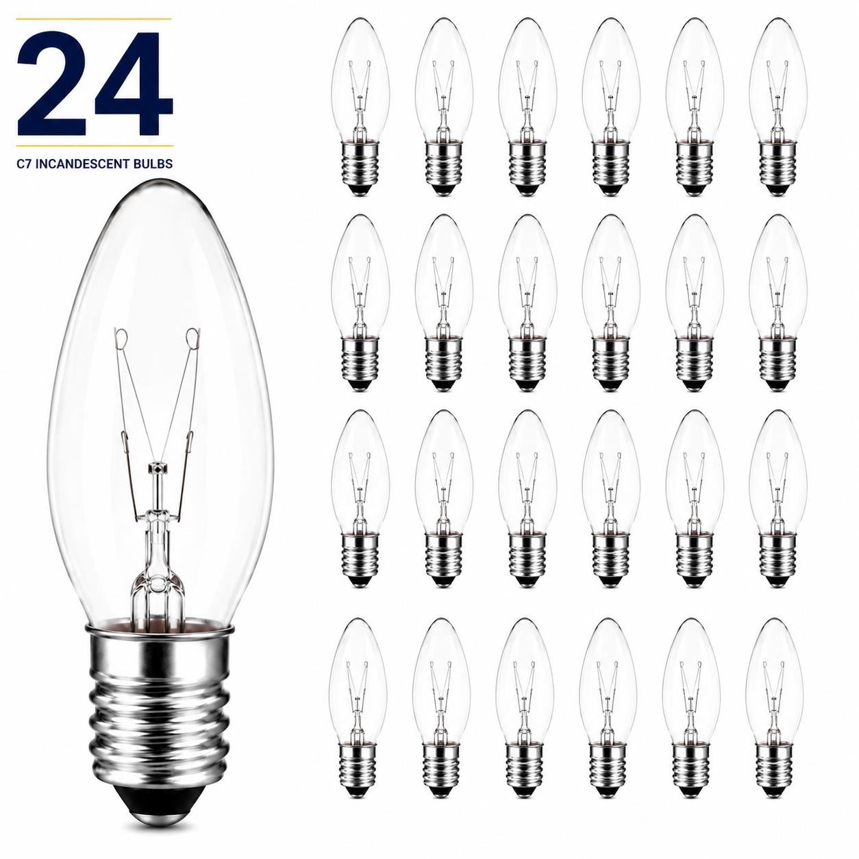 24 C7 Clear Night Light Bulbs 7 Watt Candelabra Base Decorative Lighting gallery