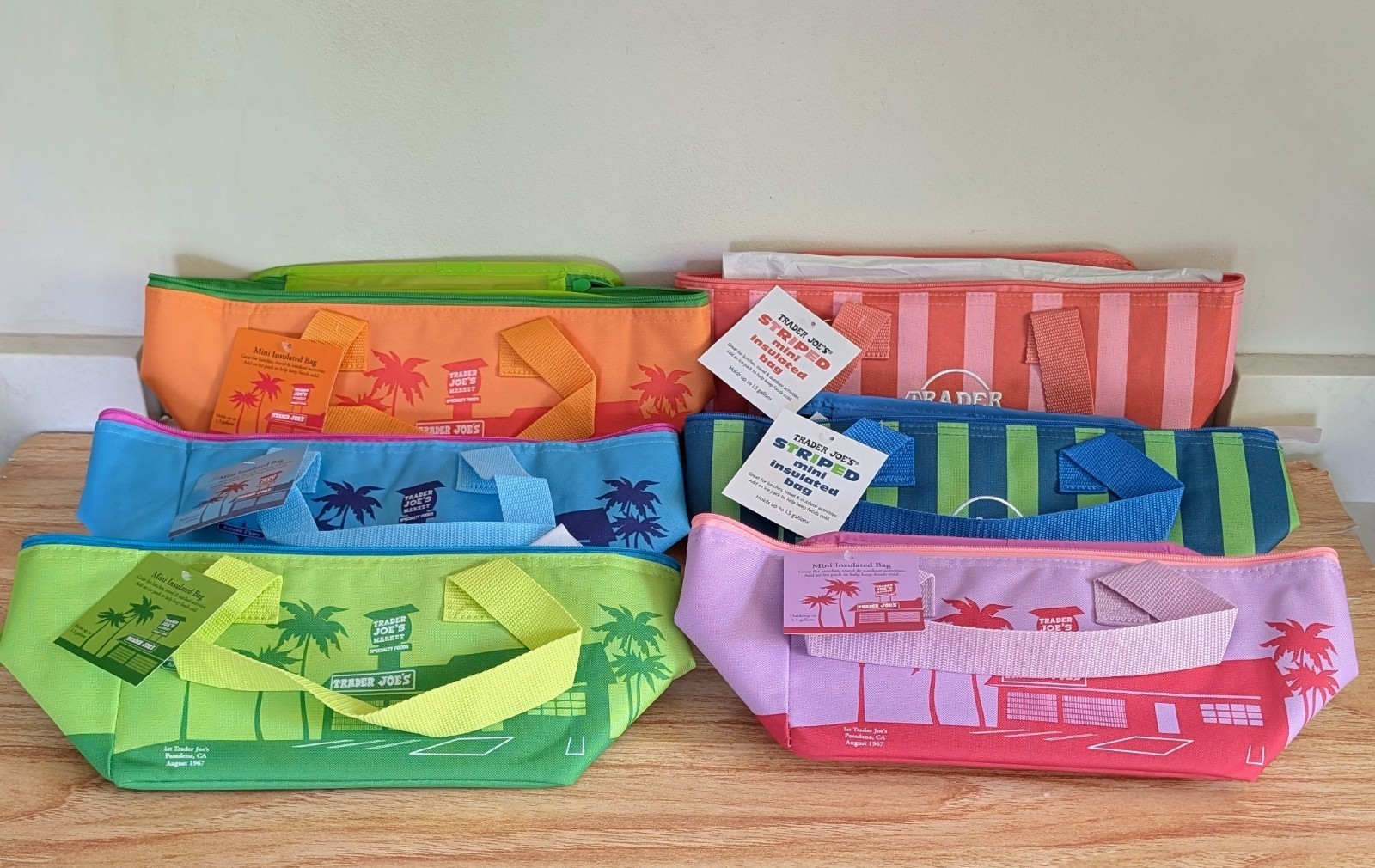 FULL SET 6 Trader Joes Mini Insulated Tote Bag Summer 2026 SAME DAY SHIPPING gallery