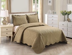 Over Size Elegant Embossed Bedspread Set Light Weight Solid Color New Taupe King