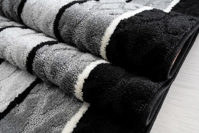 Custom Size Hallway Kitchen Runner Rug, Non Slip Backing, Black-Grey-Silver gallery