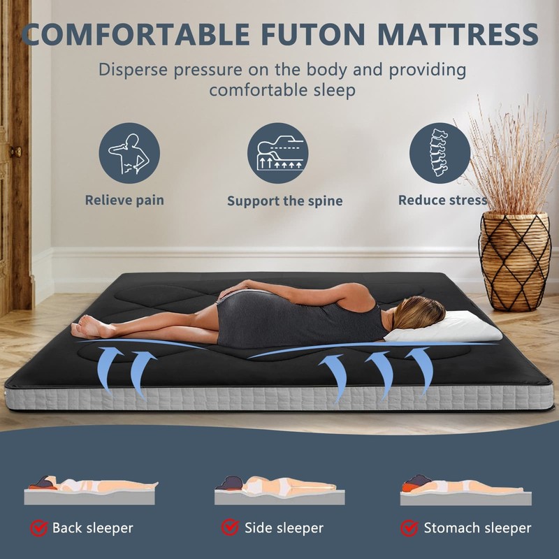 Extra Thick Japanese Sleeping Floor Mattress Foldable Roll Up Futon Tatami Mat gallery