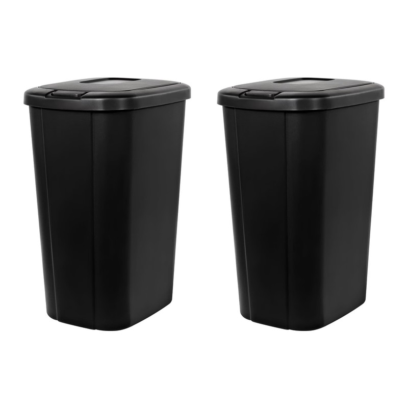 2-Pack Hefty 13.3Gallon Plastic Touch Top Kitchen Trash Can with Push Button Lid gallery