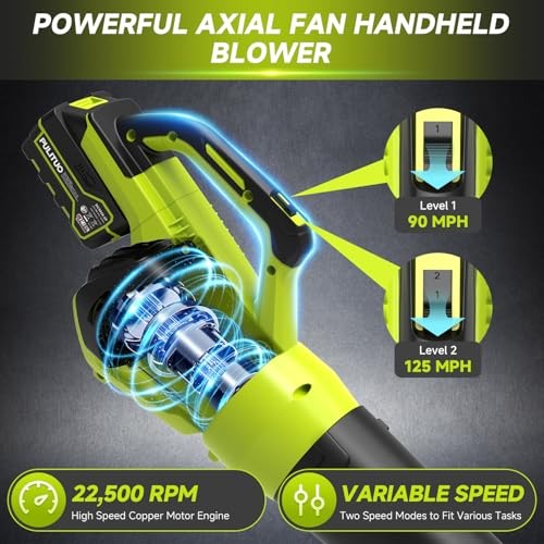 Leaf Blower Cordless, 500CFM/ 125MPH Lightweight Cordless Blower with 2X 4.0 gallery