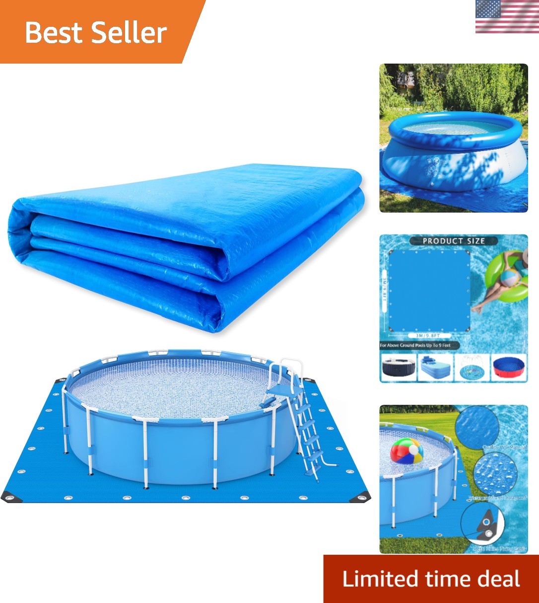 Heavy Duty 10x10 Ft Pool Ground Cloth - Protect Your Above Ground Pool gallery