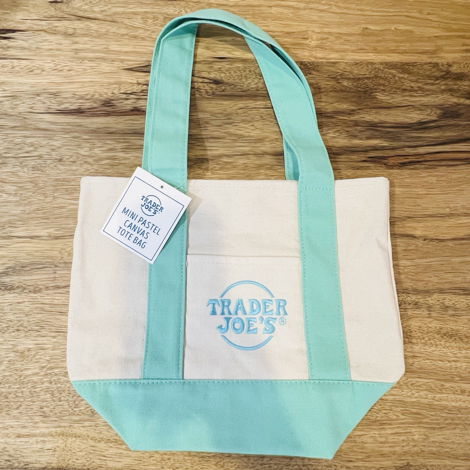 Trader Joe’s 2026 Mini Canvas Pastel Reusable Tote Bag Green - BRAND NEW | US gallery
