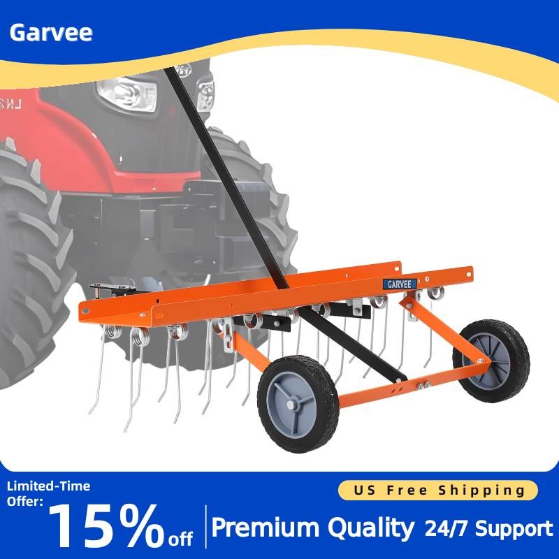 Tow Behind Lawn Rake 40-Inch Dethatcher with 20 Spring Steel Tines for ATV Mower gallery