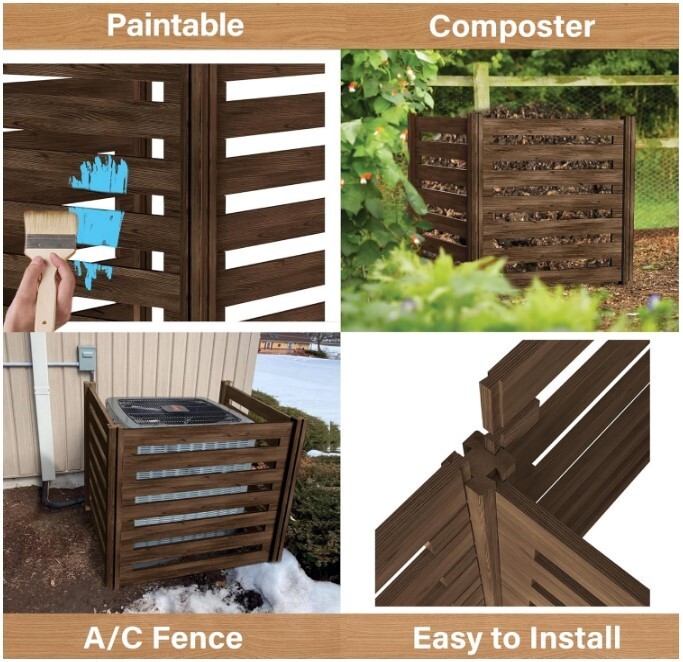 Air Conditioner Fence Wood Composter Bin 3 Panels 48 "L x 48 "W x 36 "H Panels gallery