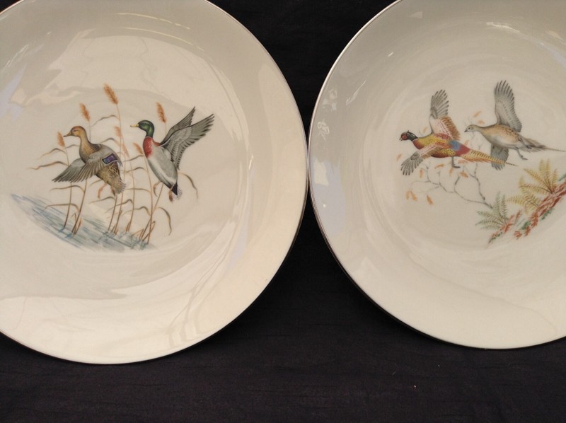 ROYAL DEVON GAME BIRD SERIES DINNER PLATES, 10.5", SILVER TRIM, (4) gallery