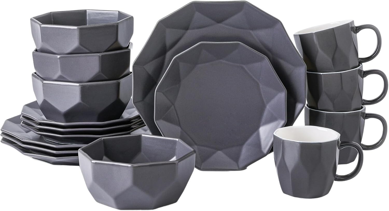 Stone Lain Jamie Informal Porcelain 16-Piece Geometric Dinnerware Set (Open Box) gallery