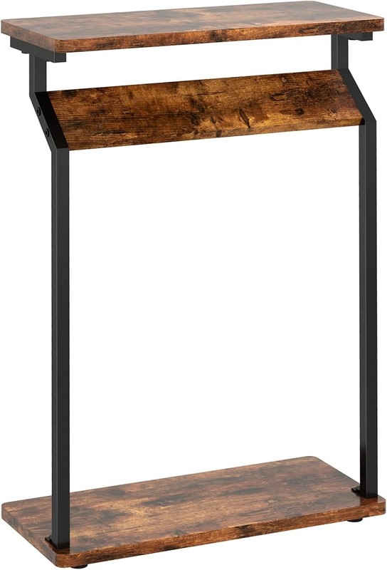 Narrow Side Table for Small Spaces, End Couch, Slim Rustic Brown gallery