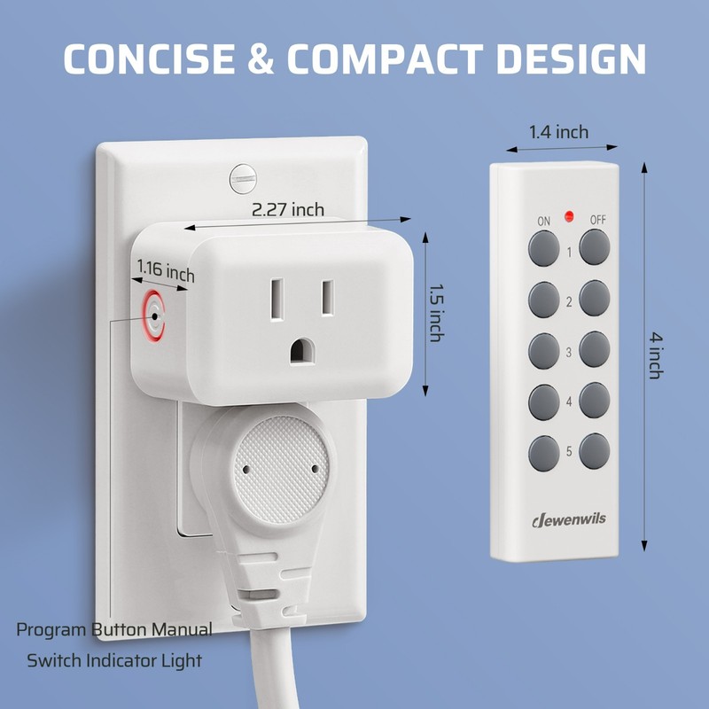 DEWENWILS Wireless Remote Control Outlet,Remote Light Switch,2 Remote 5 Outlets gallery