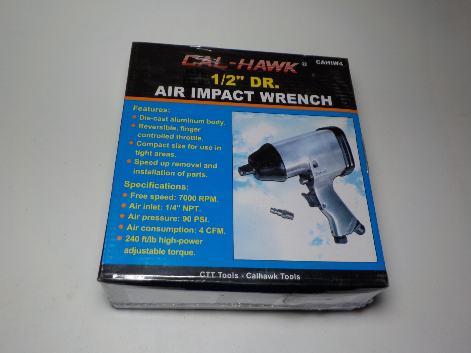 Cal-Hawk 1/2'' DR. AIR IMPACT WRENCH MECHANIC TOOLS 240 ft/lb 7000 RPM. 90 PSI gallery