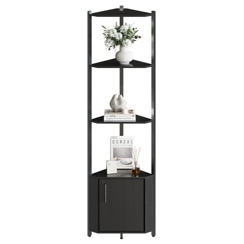 Corner Shelf with Storage 5-Tier Corner Storage Cabinet for Living Room Bedroom gallery