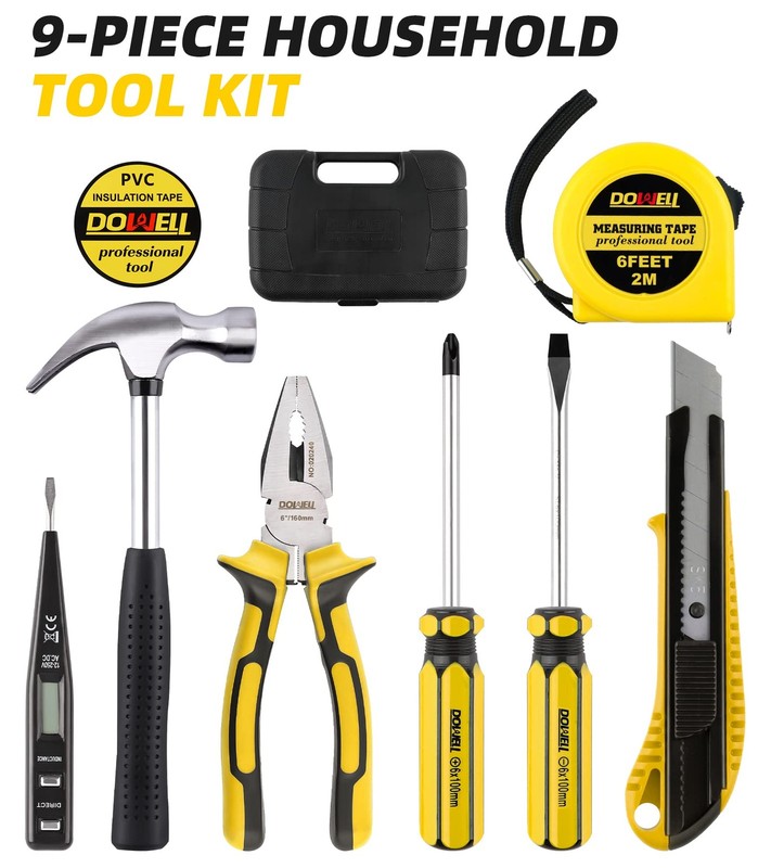Small Homeowner Tool Set 9 Pieces General Household Small Hand Tool Kit with ... gallery