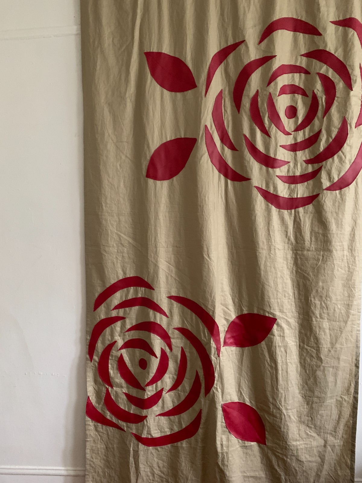 Vintage Large Flower/ Rose Pattern Appliqué Panel 46"W x 100"L gallery