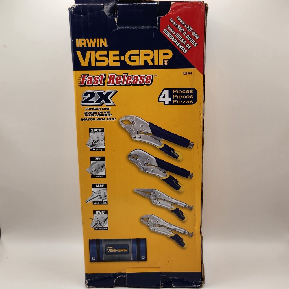 IRWIN 4 Piece Original Locking Pliers Set Plain Grip Handle Pouch Included