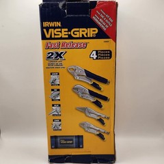 IRWIN 4 Piece Original Locking Pliers Set Plain Grip Handle Pouch Included