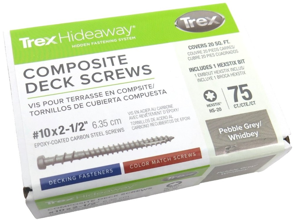 Trex Hideaway Composite Deck Screws Pebble Gray 10x2-1/2 75 Count