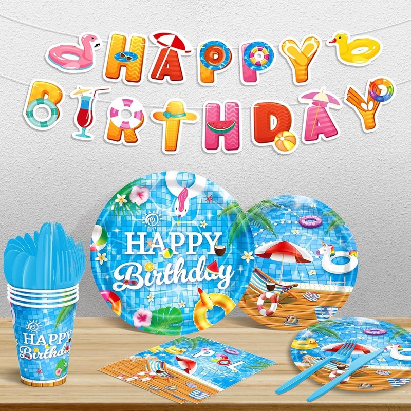 Pool Party Decorations, Summer Beach Pool Themed Birthday Party Supplies with... gallery