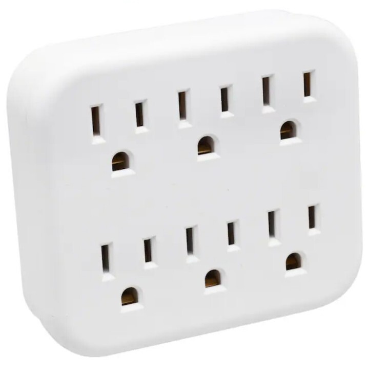 6 Grounded Outlets Tap Electric General Wall Outlet Extender 6 Prong Multi Plug gallery