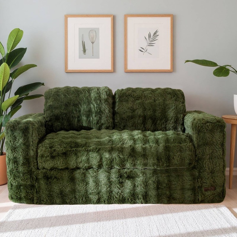 MAXYOYO 2/3 Seater Floor Sofa Bed,Bubbled Boneless Sofa with Pillows gallery