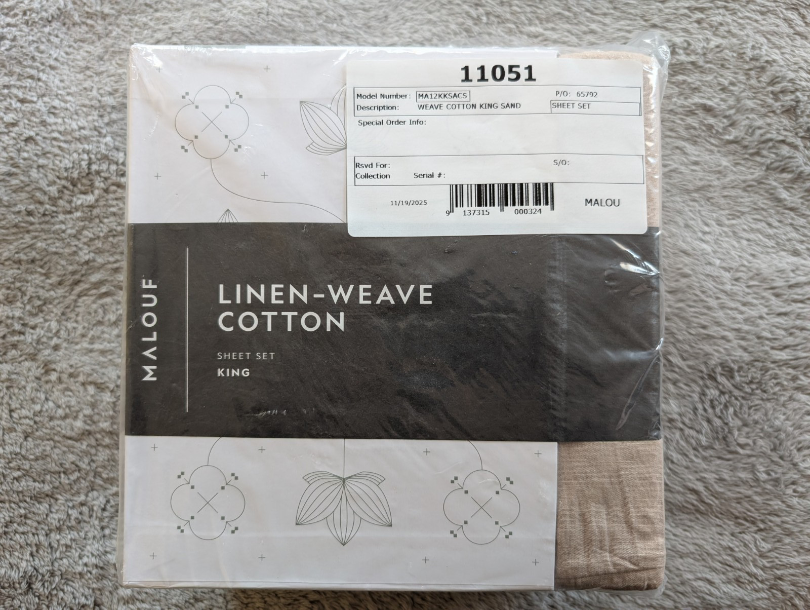 Malouf Linen Weave Cotton Sheet Set King New gallery