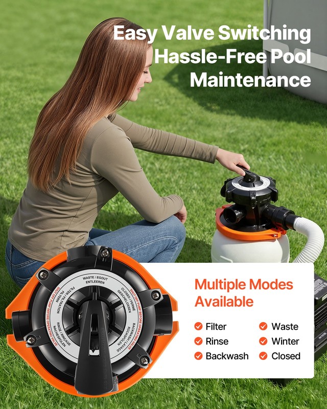 VEVOR Sand Filter Pump for Above Ground Swimming Pools 10" 3000 GPH 0.33HP Timer gallery