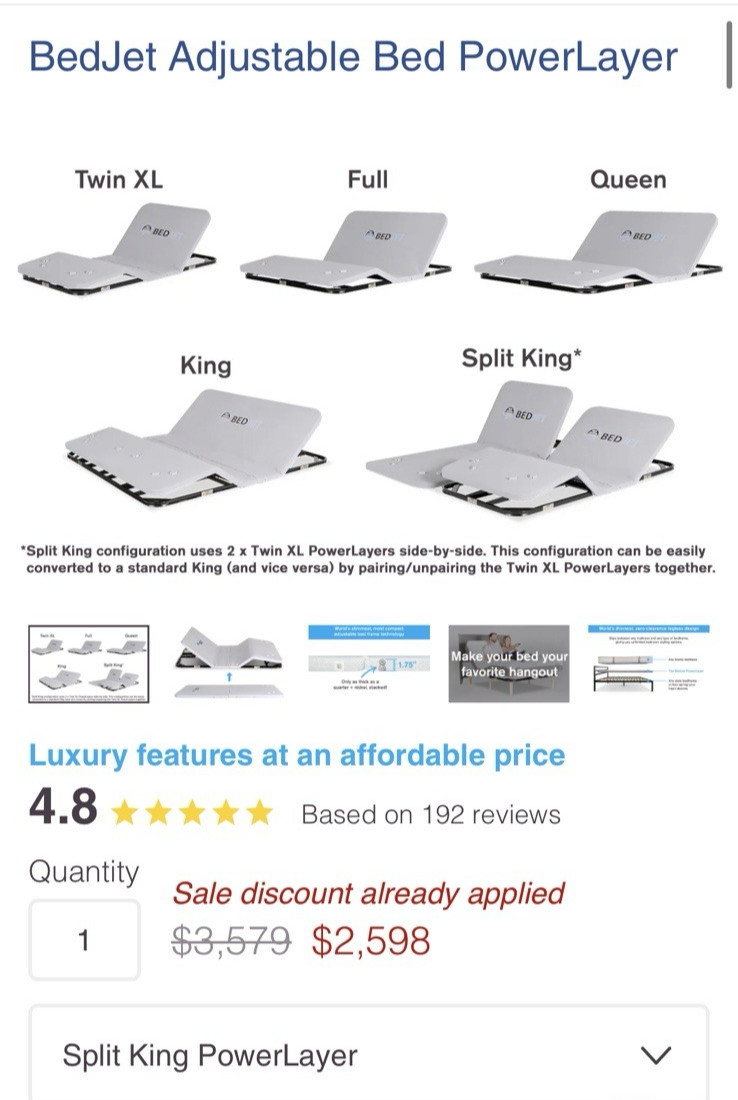 BedJet Adjustable Bed PowerLayer Electric Bed Base with Remote King / CalKing gallery