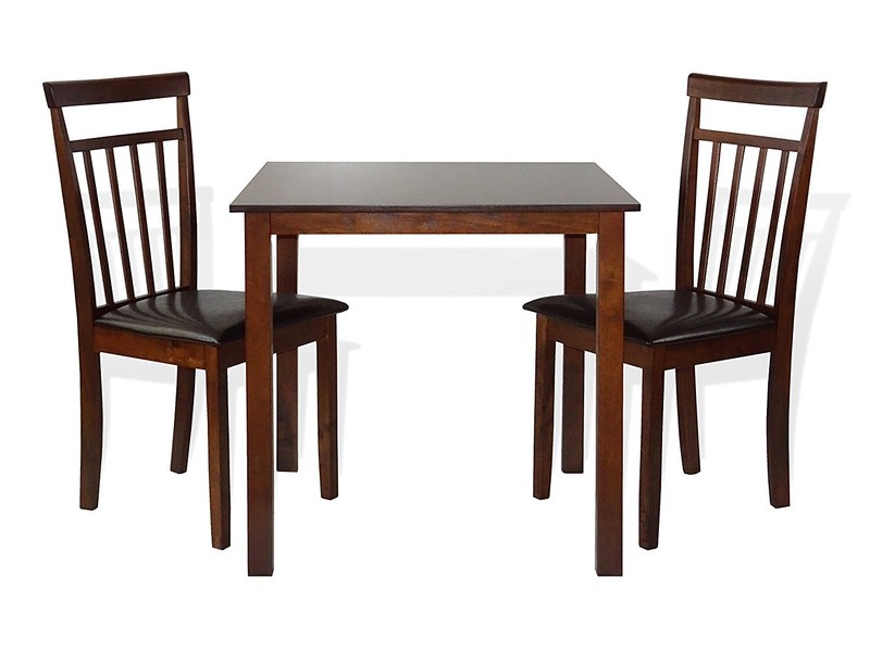 Contemporary Square Dining Kitchen Solid Wood Table in Medium Brown Finish gallery