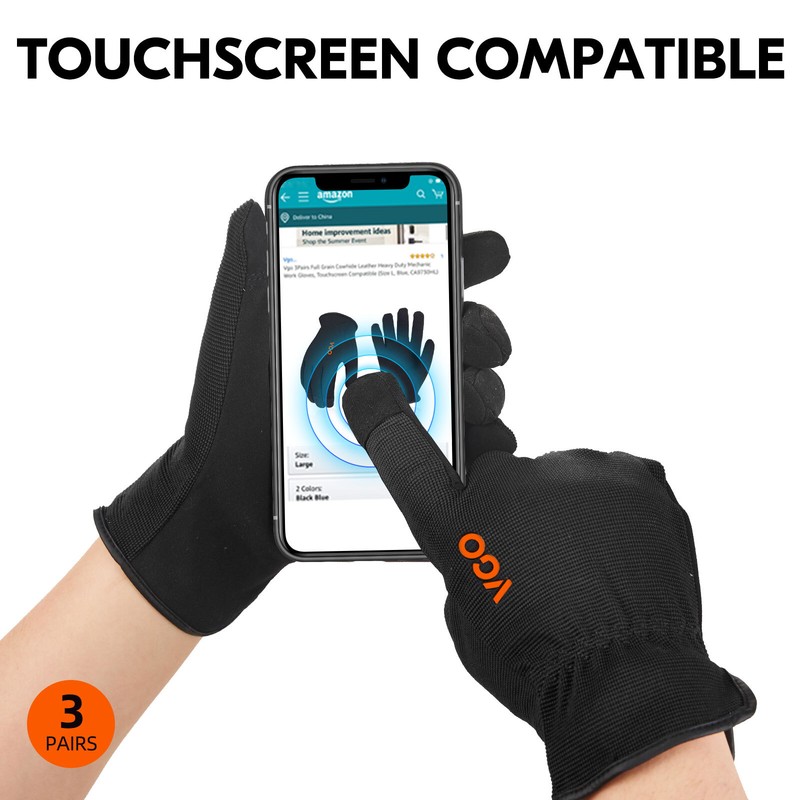 Vgo 3Pairs Multifunctional Light Duty Work Gloves,Garden Gloves (black, AL8736) gallery