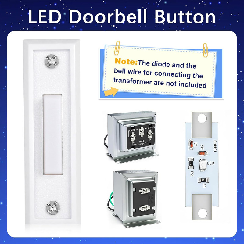 Lighted Doorbell Button, Wall Mounted Doorbell Switch with LED Light, Garage Doo gallery