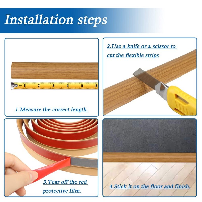 Self-Adhesive Floor Transition Strip PVC Carpet Edging Trim for Low Thresholds gallery