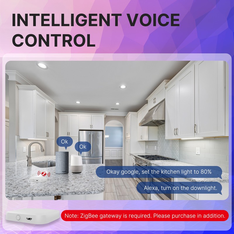 MOES ZigBee Smart LED Downlight Dimmable Ultrathin Spot Lamp Bulb 4.7" 6W RGB CW gallery