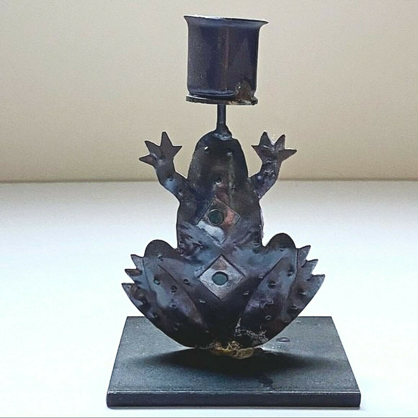 Frog Candle Holder for Taper Candle Boho Goth Candleholder Vintage Metal gallery