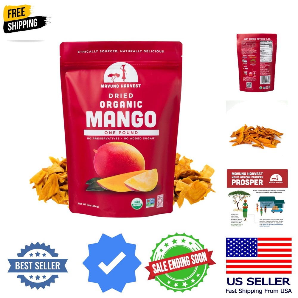 Mango Dried Fruit Snacks | Unsweetened Organic Dried Mango Slices | Gluten Fr...