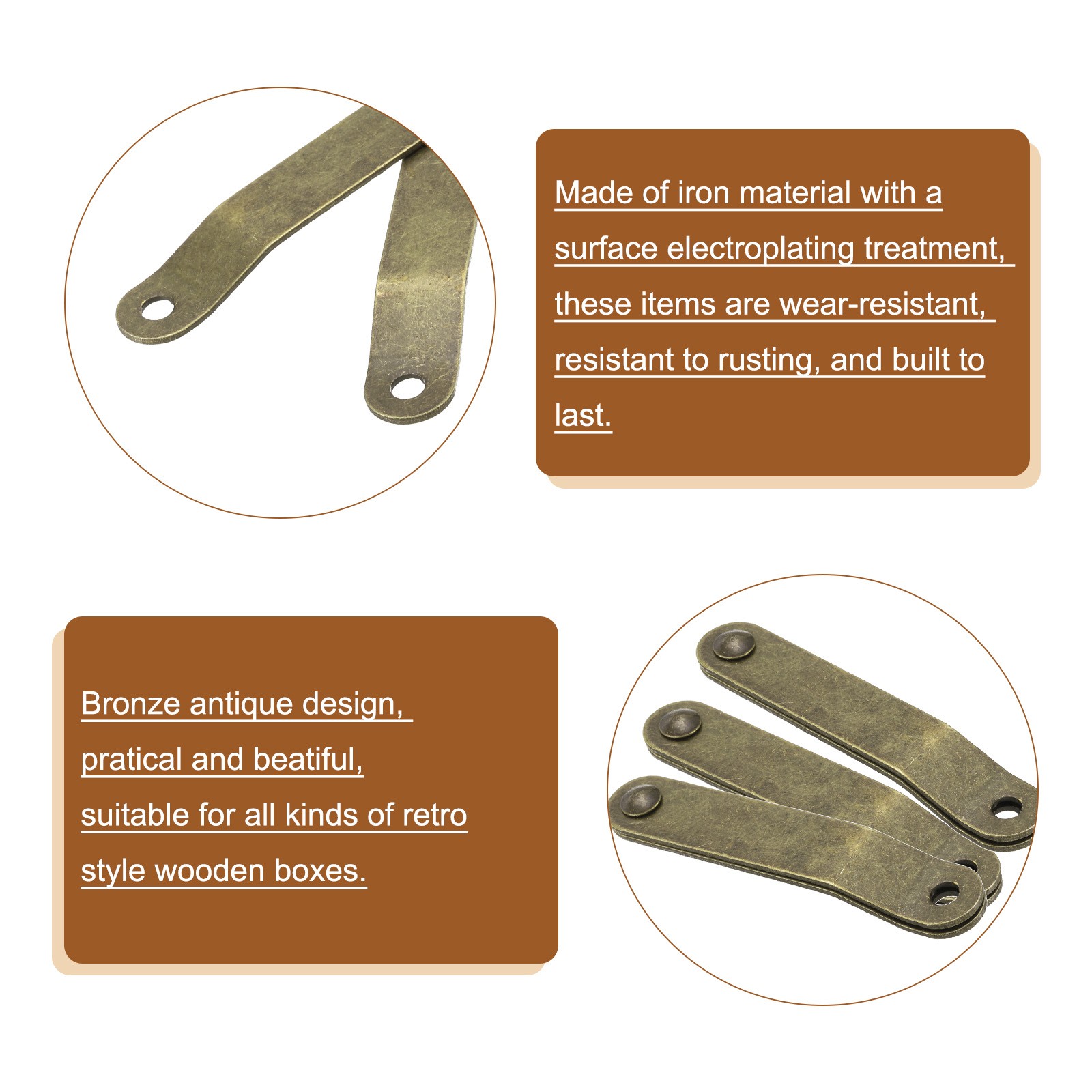 10pcs Lid Folding Support Hinges Bronze(Folded L 2.2"/55mm, Plate W 0.4"/10mm) gallery