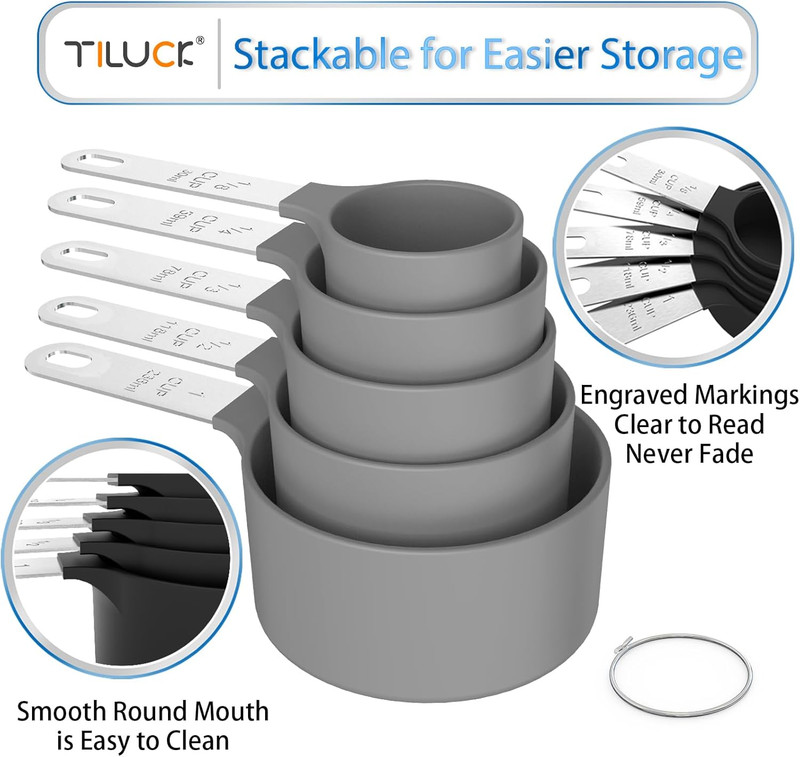 TILUCK Measuring Cups & Spoons Set, Stackable Cups and Spoons, Nesting Measure C gallery