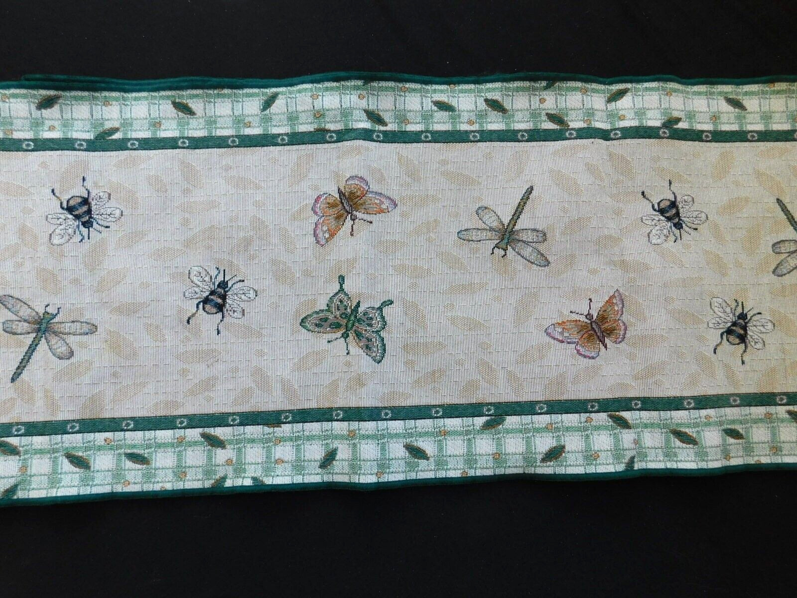 Spring Summer Tapestry Table Runner Butterfly Bumblebee Dragonfly Tassel 72” gallery