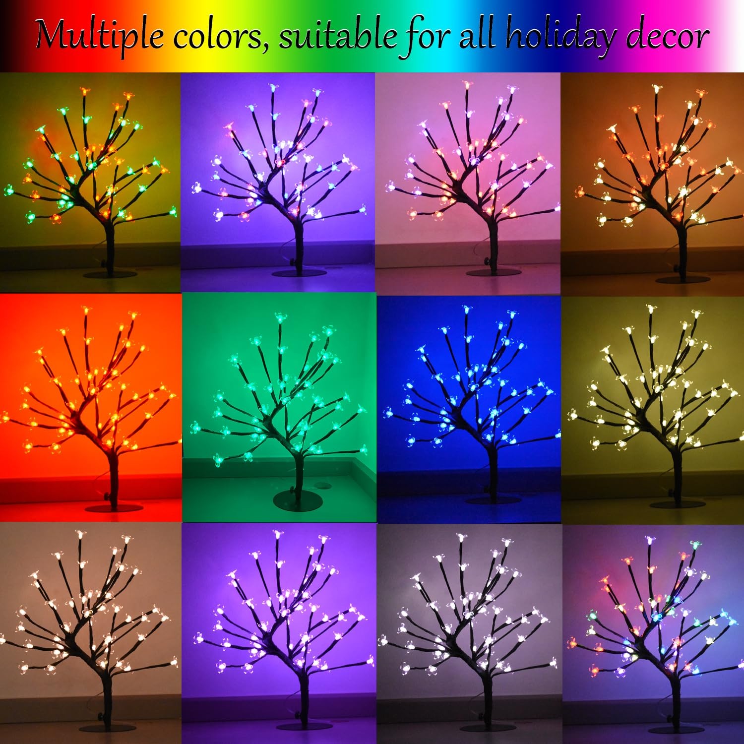 48 LED Cherry Blossom Tree Light ColorChanging Lamp Artificial Bonsai Remote gallery