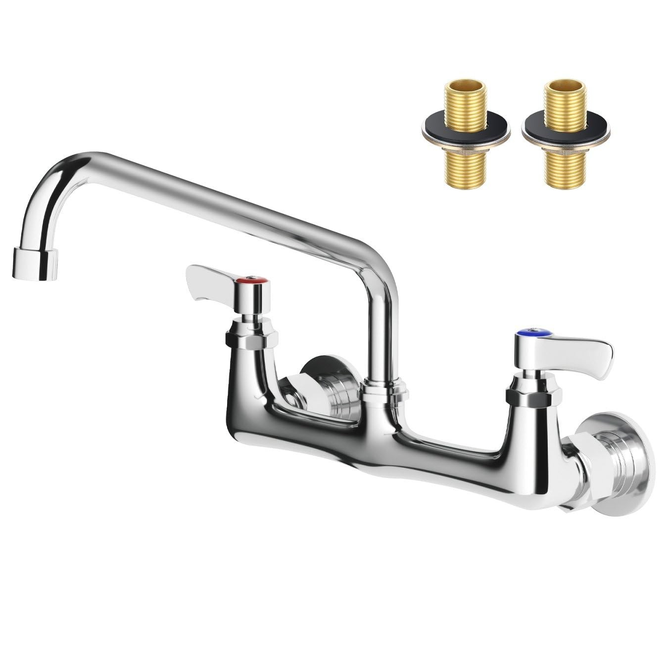Wall Mount Kitchen Faucet with 12" Swivel Gooseneck Spout, Dual Handle Utility S gallery