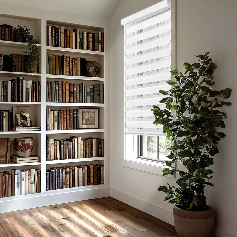 Basic Arctic Cordless Dual Layer Zebra Roller Window Shade - 35" W x 72" L gallery