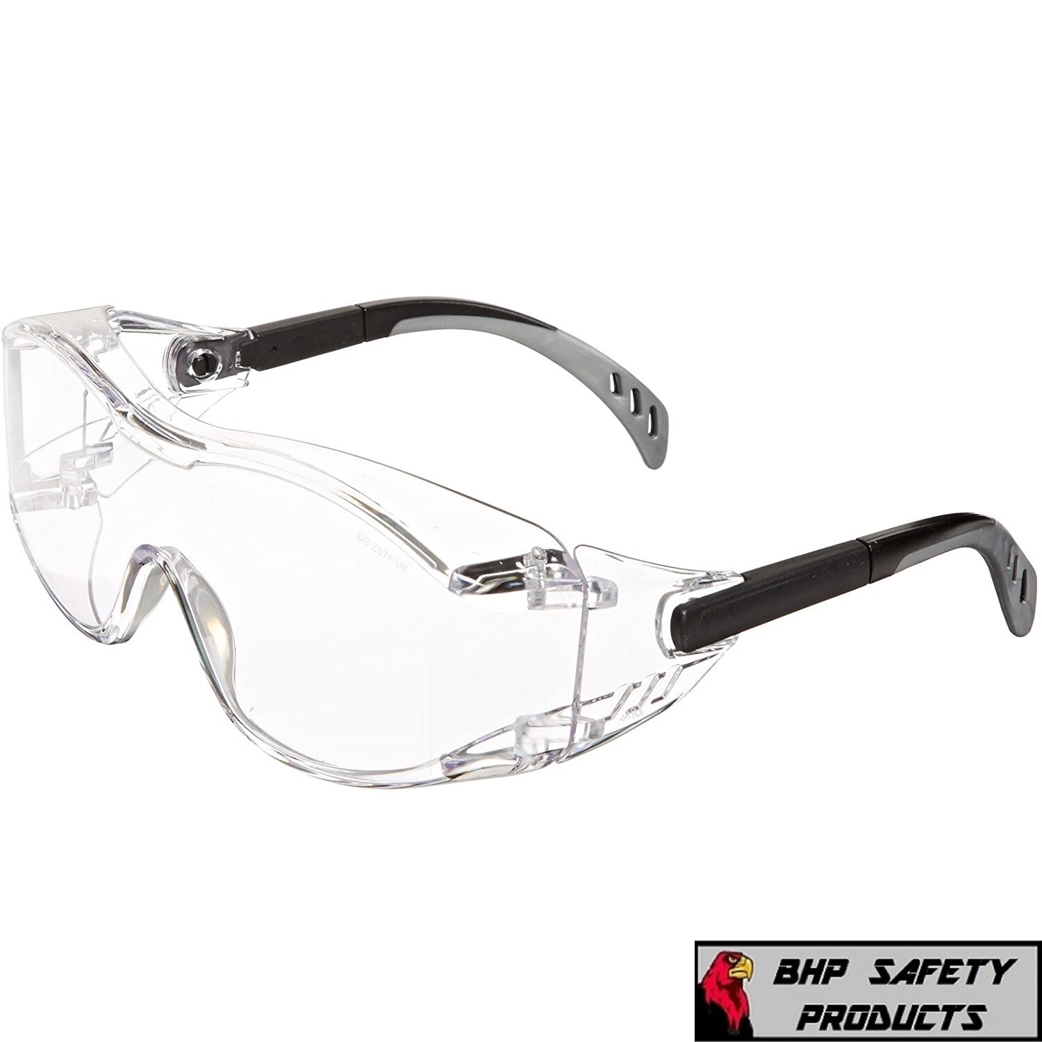 Clear Safety Goggles over Glasses Work Lab Outdoor Eye Protection Cover2 1/Pair gallery