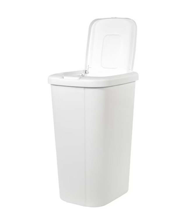 Hefty 13.3 Gallon Kitchen Trash Can Touch Top Push Button Lid White gallery
