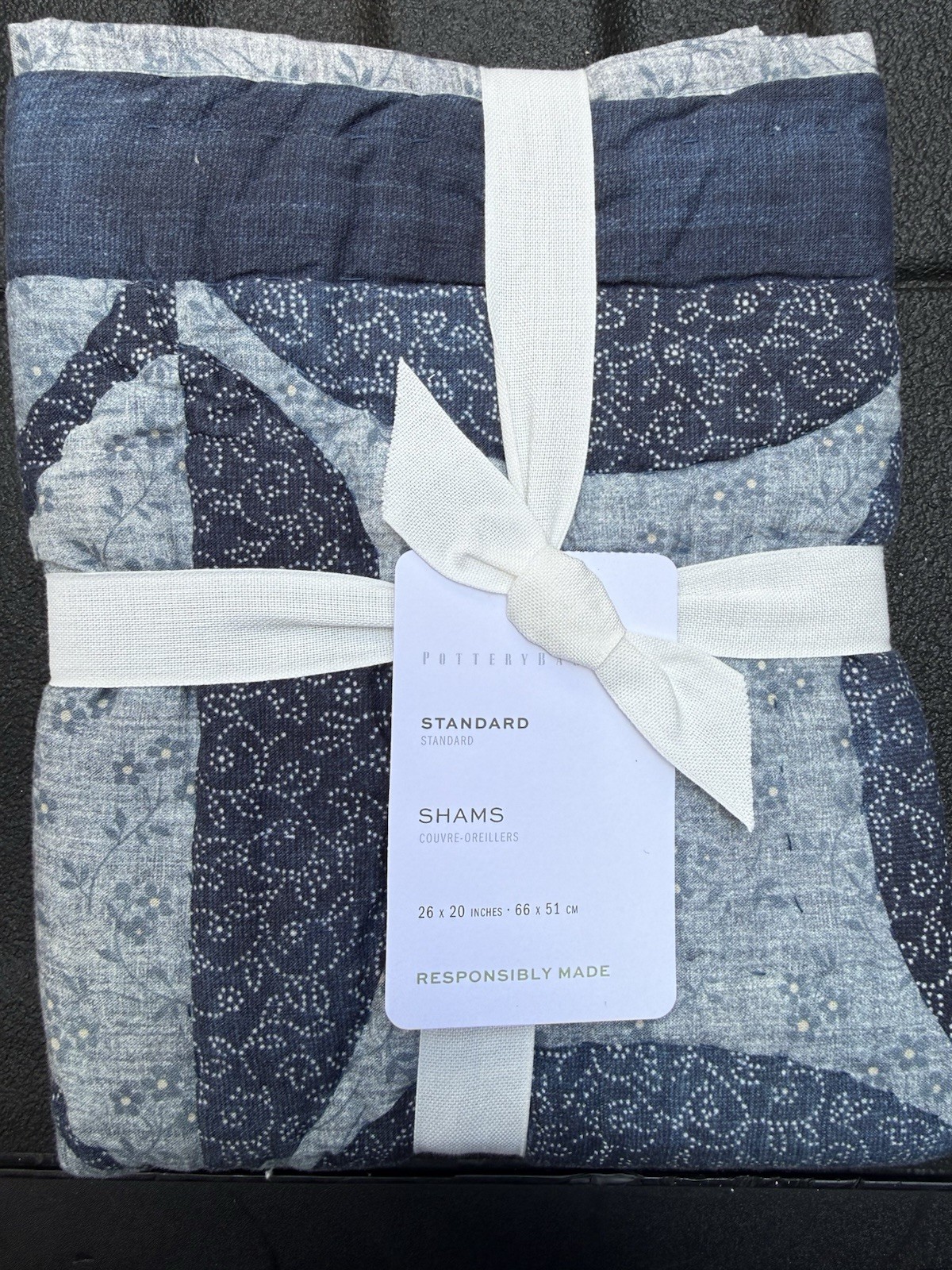 (1) Pottery Barn Harper STANDARD Blue Quilted Sham - New gallery