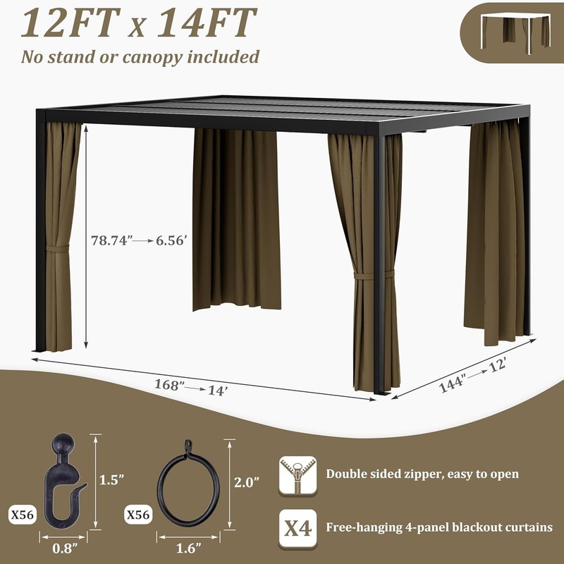 Gazebo Universal Replacement Privacy Curtain,12'×14' Gazebo Outdoor Waterpr gallery