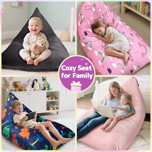 Unicorns Stuffed Animals Storage Bean Bag Chair for Kids and 200 L Cloud Pink gallery