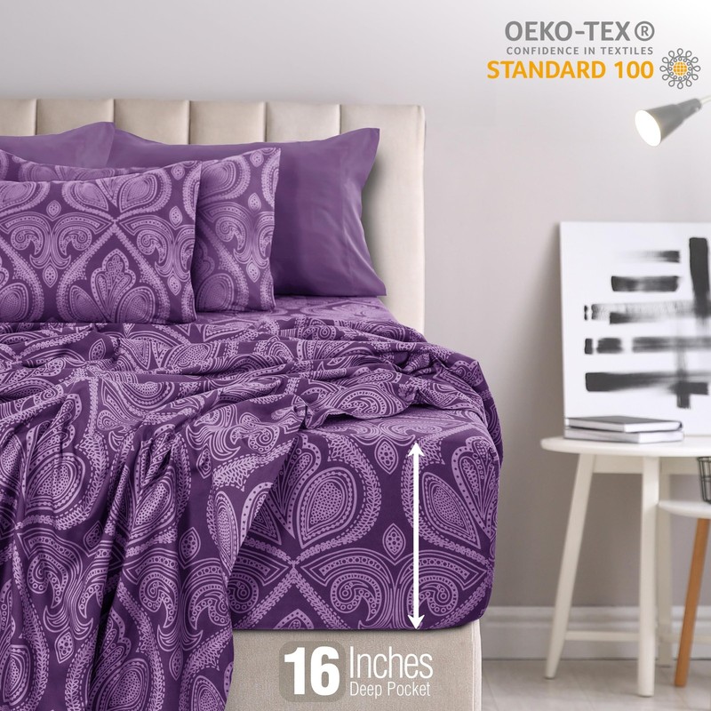 LDC LUX DECOR COLLECTION Bed Sheets - 6 Pc Queen Size Sheets - 1800 Thread Count gallery