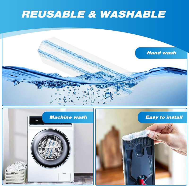 Reusable Microfiber Mop Pads Compatible with O Cedar H2Pro Flat Mop System, H.. gallery